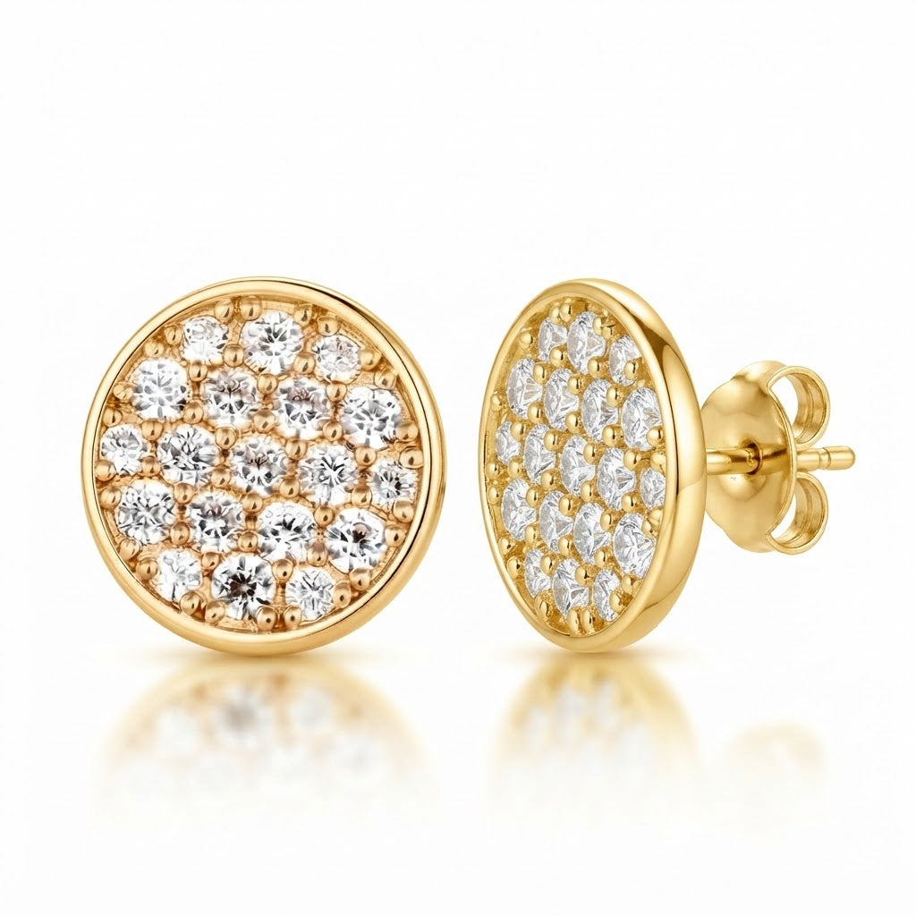 Pavé Setting Moissanite Diamond Screw Back Stud Earrings