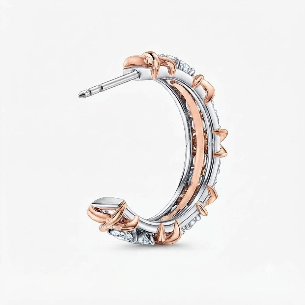 Two-Tone Moissanite Pave Hoop Earrings