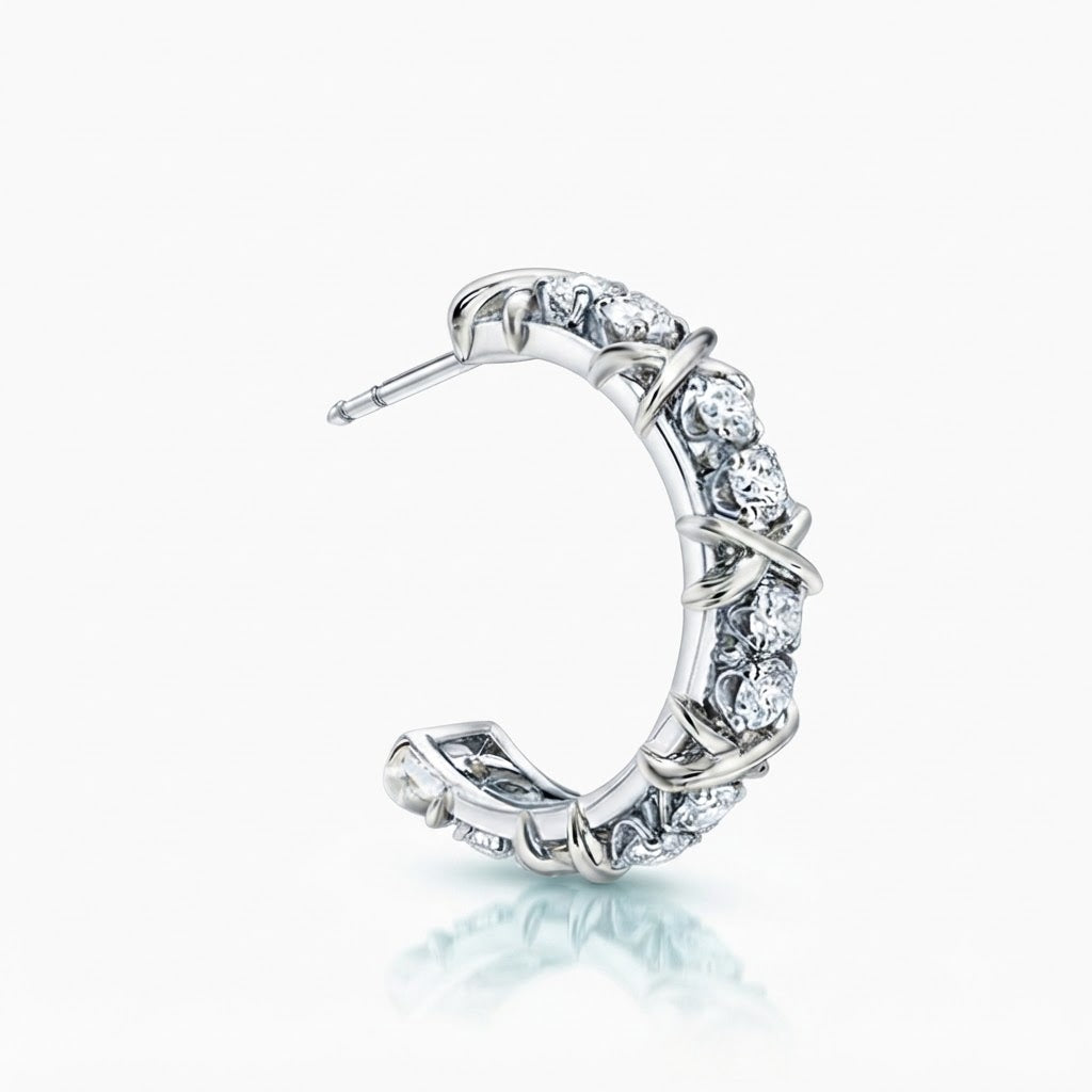 Two-Tone Moissanite Pave Hoop Earrings