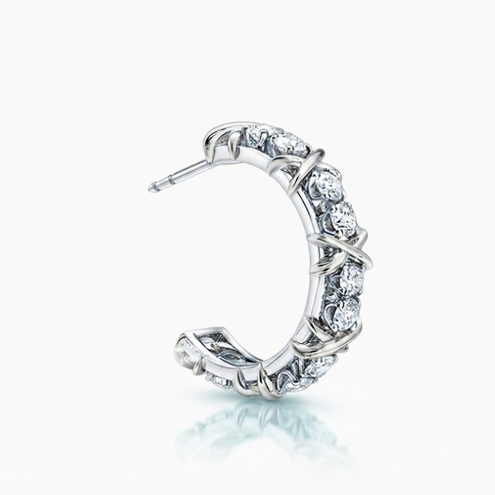 Two-Tone Moissanite Pave Hoop Earrings