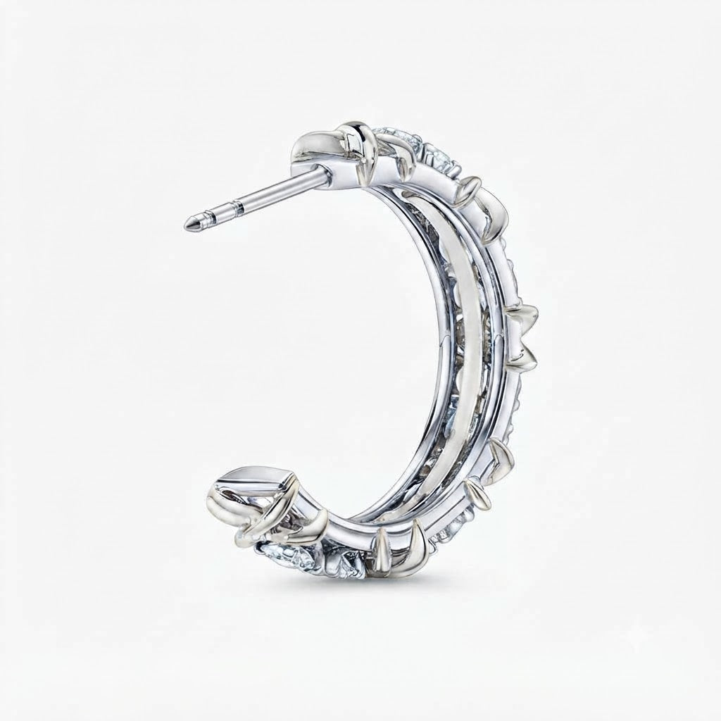 Two-Tone Moissanite Pave Hoop Earrings