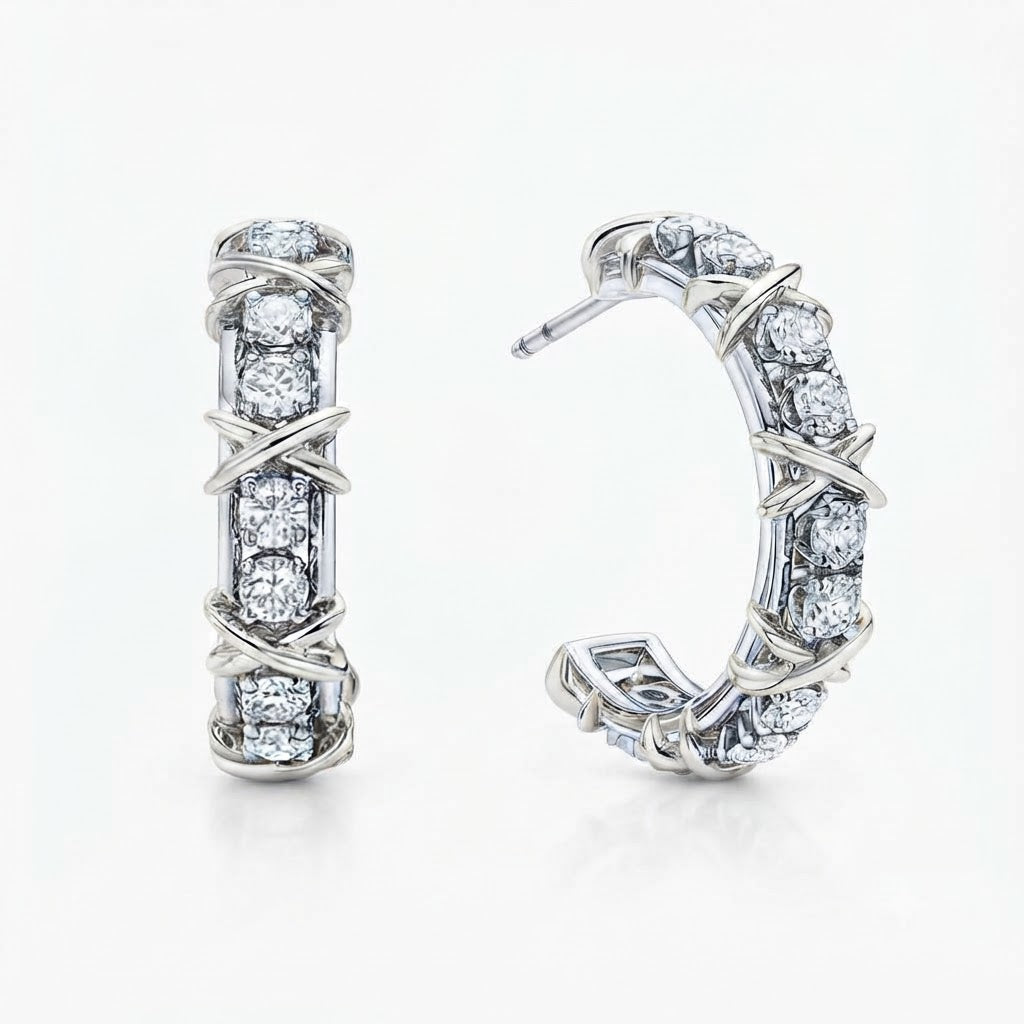 Two-Tone Moissanite Pave Hoop Earrings