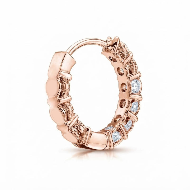 Round Cut Moissanite Diamond Hoop Earrings
