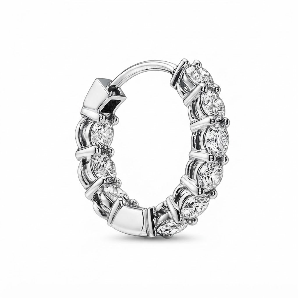 Round Cut Moissanite Diamond Hoop Earrings