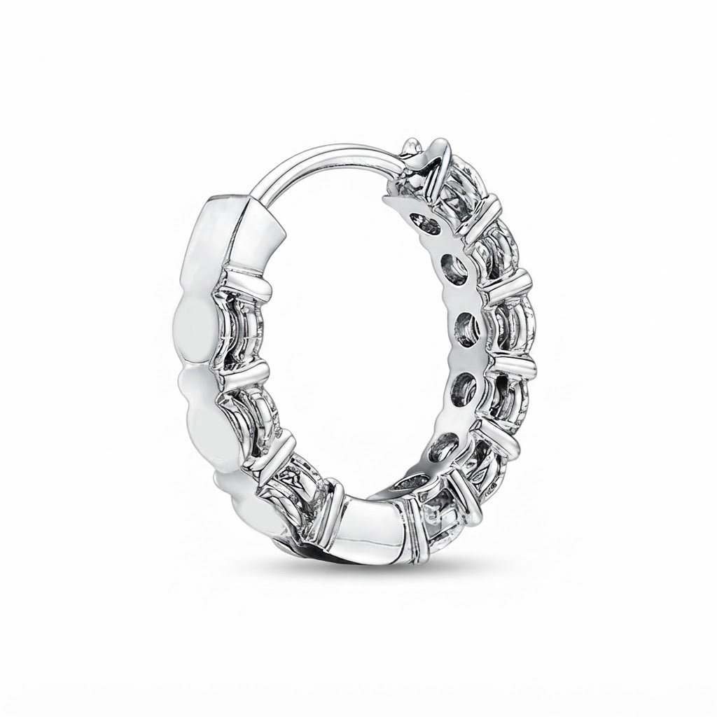 Round Cut Moissanite Diamond Hoop Earrings