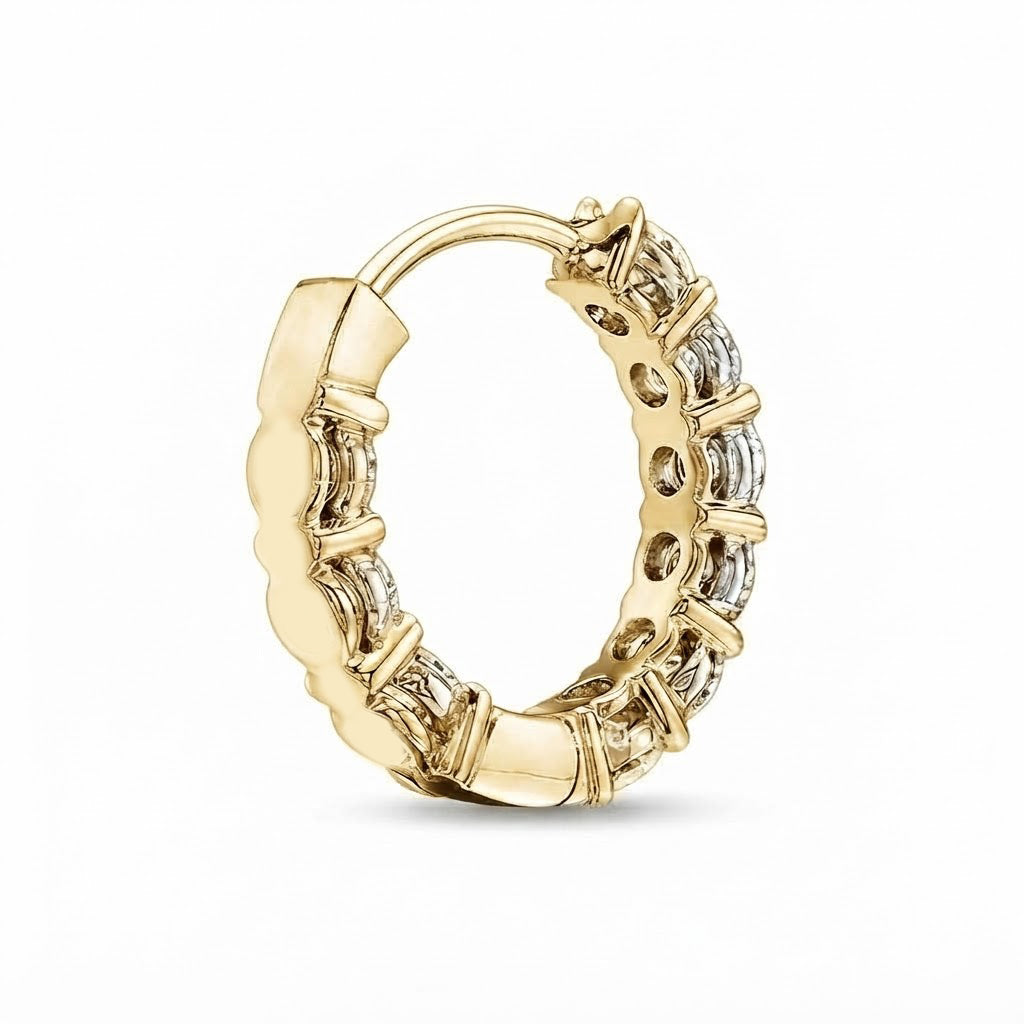 Round Cut Moissanite Diamond Hoop Earrings