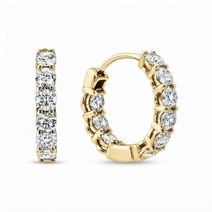 Round Cut Moissanite Diamond Hoop Earrings