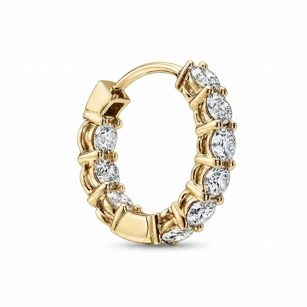 Round Cut Moissanite Diamond Hoop Earrings
