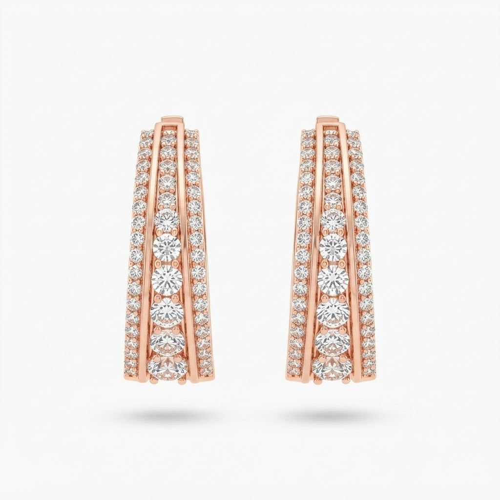 Moissanite Round Diamond Hip Hop Huggie Hoop Unisex Earring