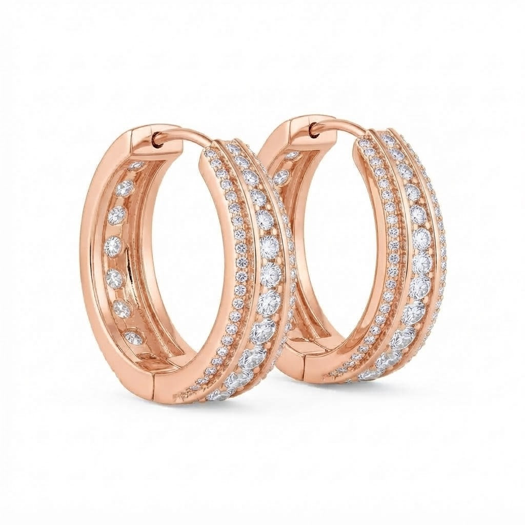 Moissanite Round Diamond Hip Hop Huggie Hoop Unisex Earring