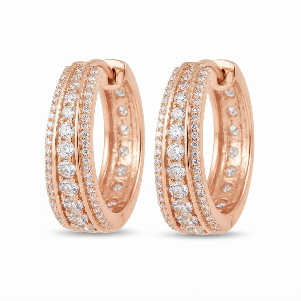 Moissanite Round Diamond Hip Hop Huggie Hoop Unisex Earring