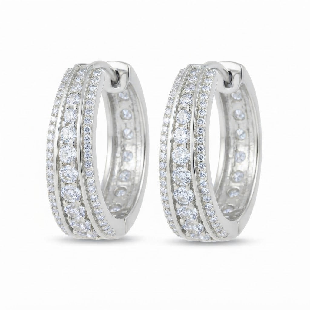 Moissanite Round Diamond Hip Hop Huggie Hoop Unisex Earring