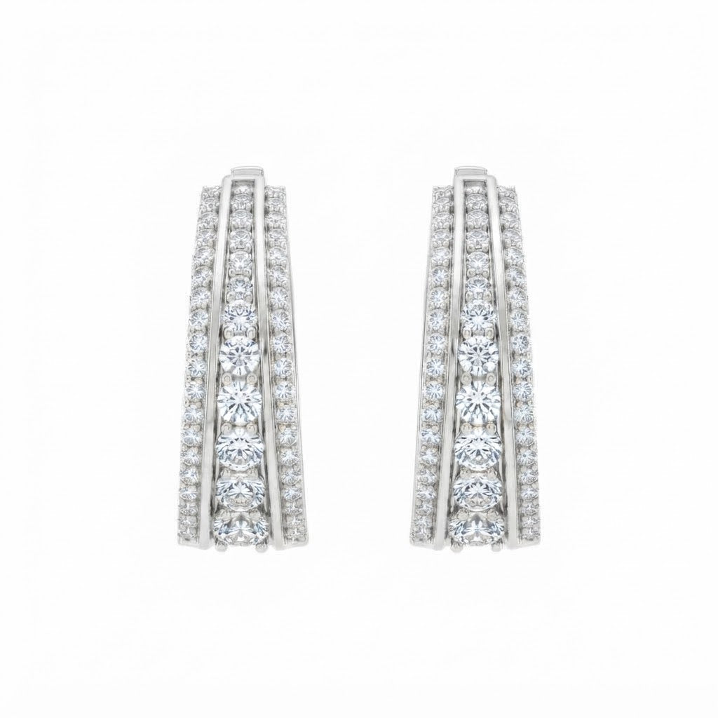 Moissanite Round Diamond Hip Hop Huggie Hoop Unisex Earring