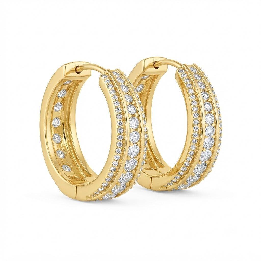 Moissanite Round Diamond Hip Hop Huggie Hoop Unisex Earring