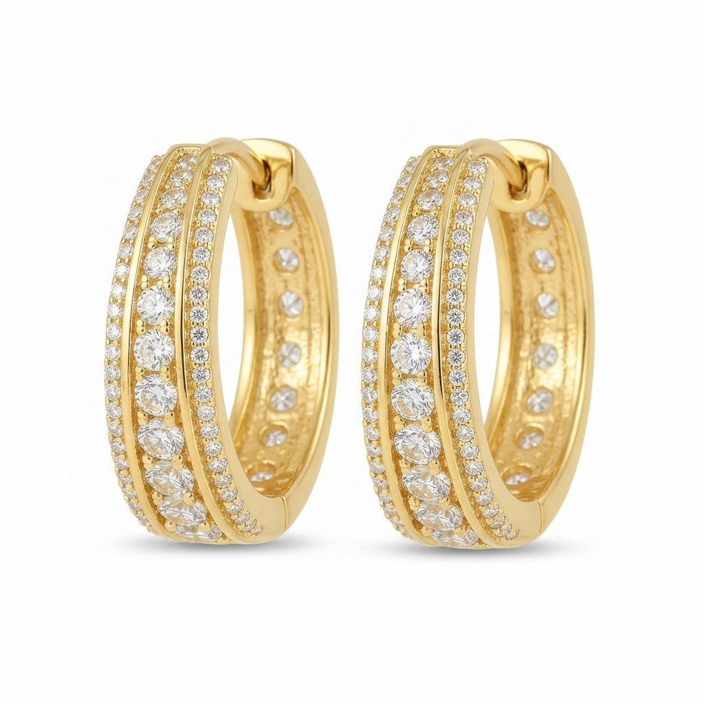 Moissanite Round Diamond Hip Hop Huggie Hoop Unisex Earring