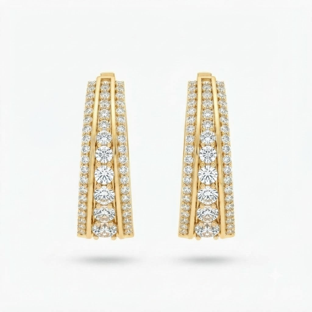 Moissanite Round Diamond Hip Hop Huggie Hoop Unisex Earring