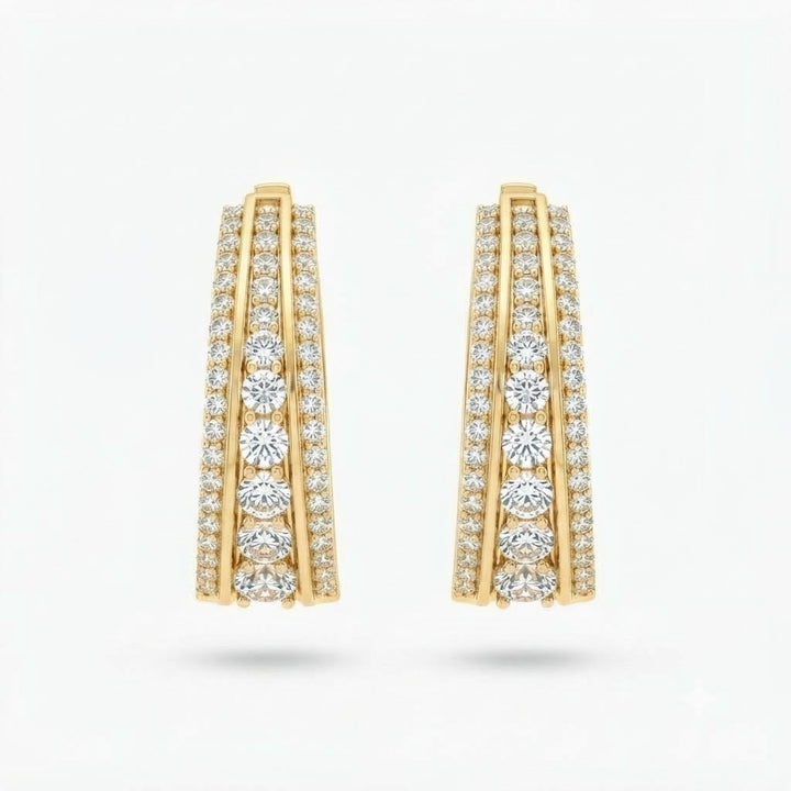 Moissanite Round Diamond Hip Hop Huggie Hoop Unisex Earring