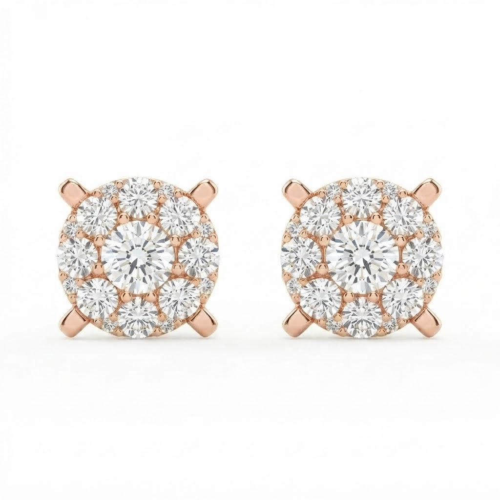 Floral Shape Cluster Moissanite Diamond Stud Earring