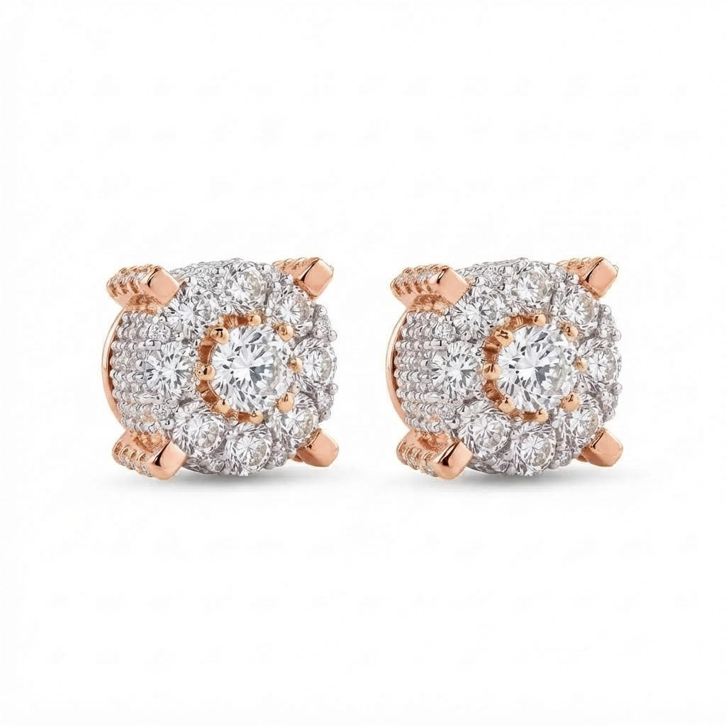 Floral Shape Cluster Moissanite Diamond Stud Earring