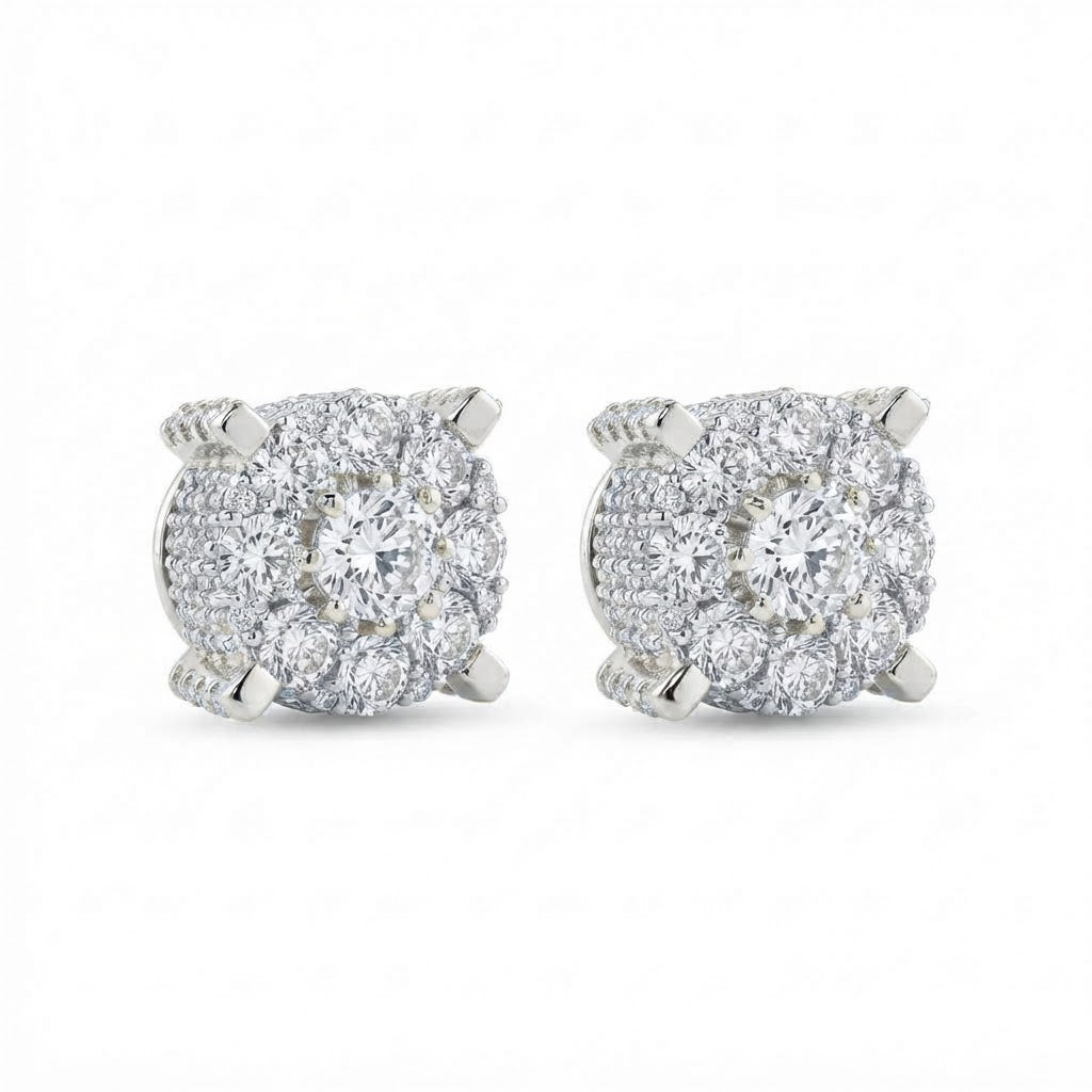 Floral Shape Cluster Moissanite Diamond Stud Earring
