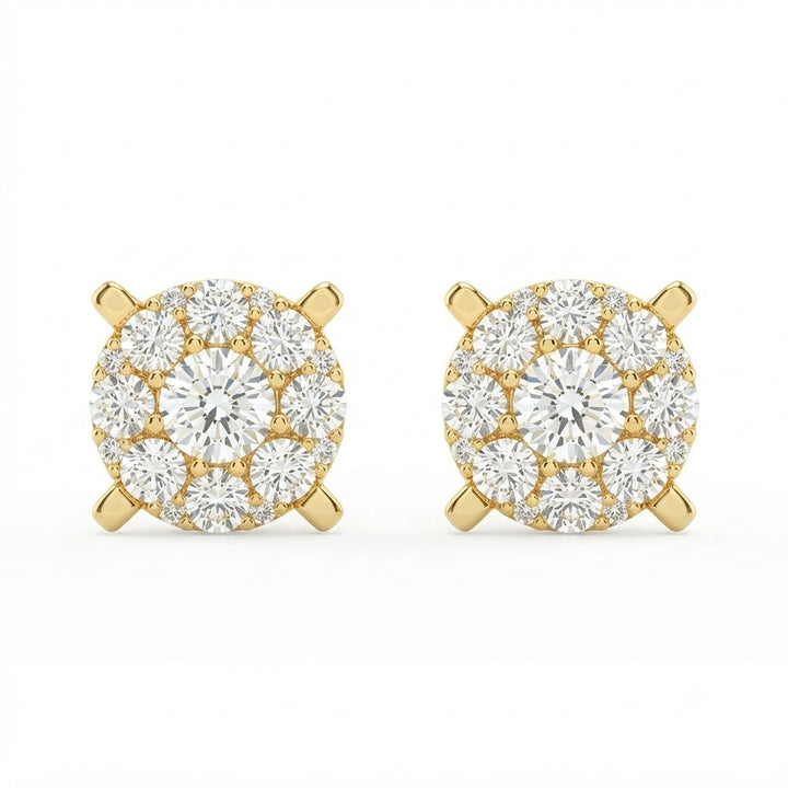 Floral Shape Cluster Moissanite Diamond Stud Earring