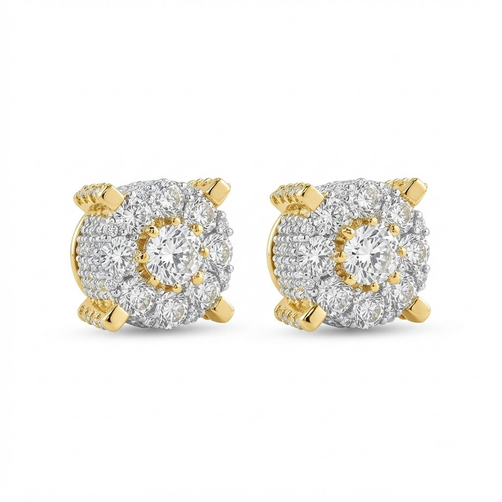 Floral Shape Cluster Moissanite Diamond Stud Earring