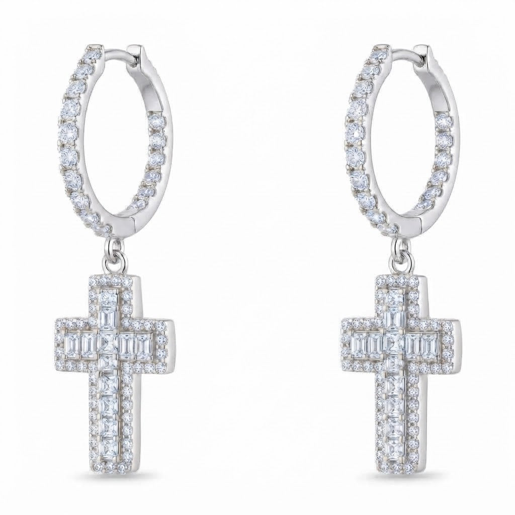 Religious Moissanite Diamond Drop Dangle Hip Hop Style Earring