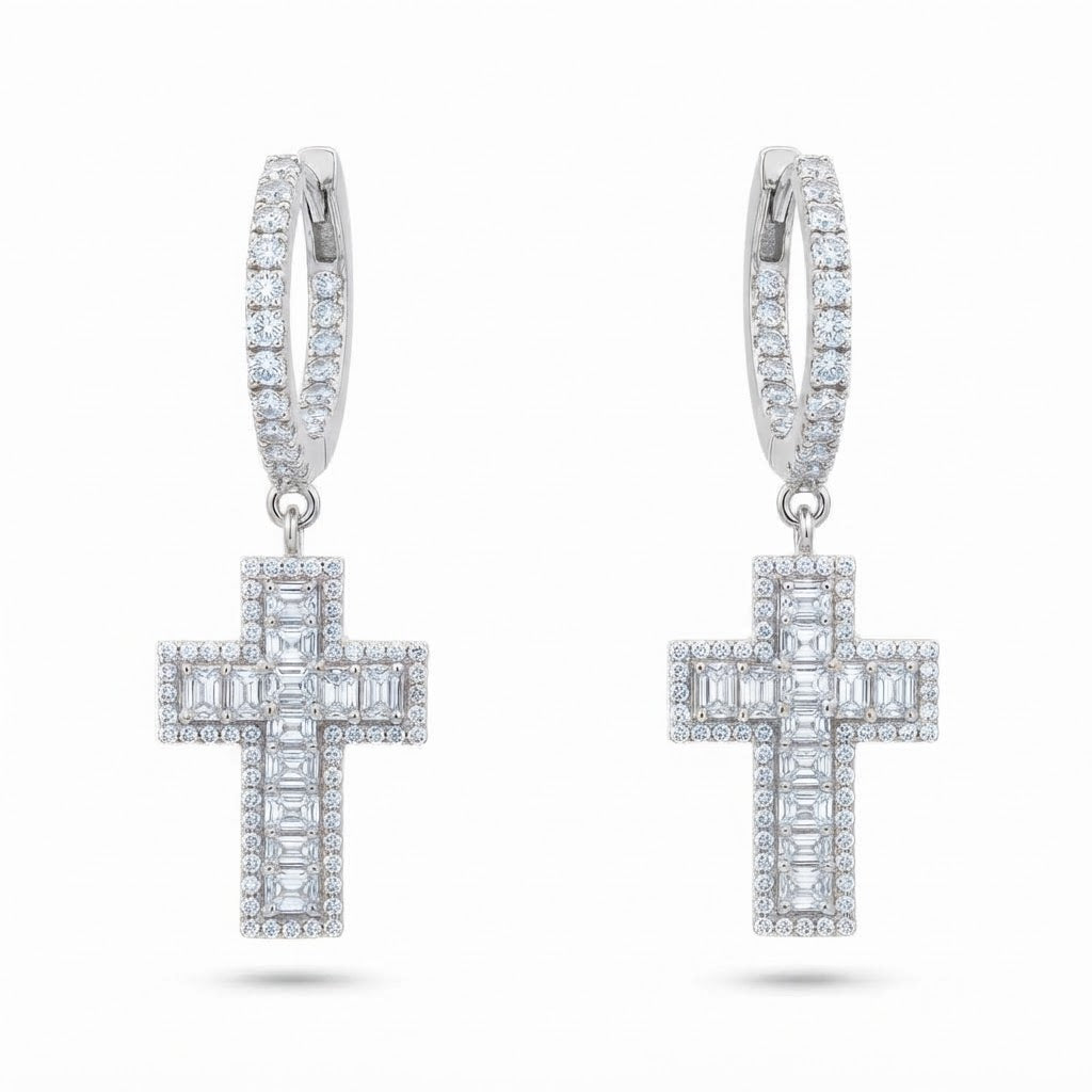 Religious Moissanite Diamond Drop Dangle Hip Hop Style Earring