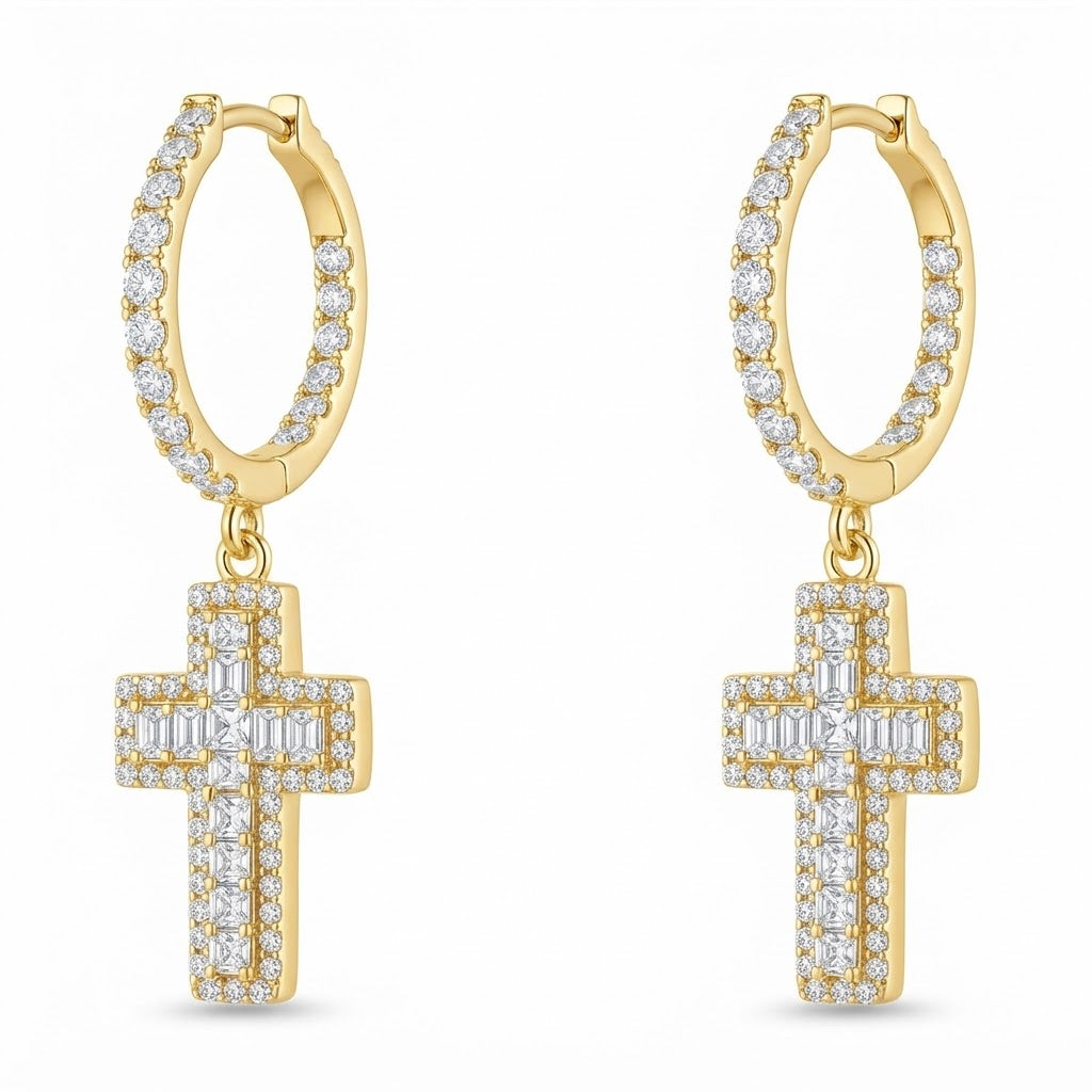 Religious Moissanite Diamond Drop Dangle Hip Hop Style Earring