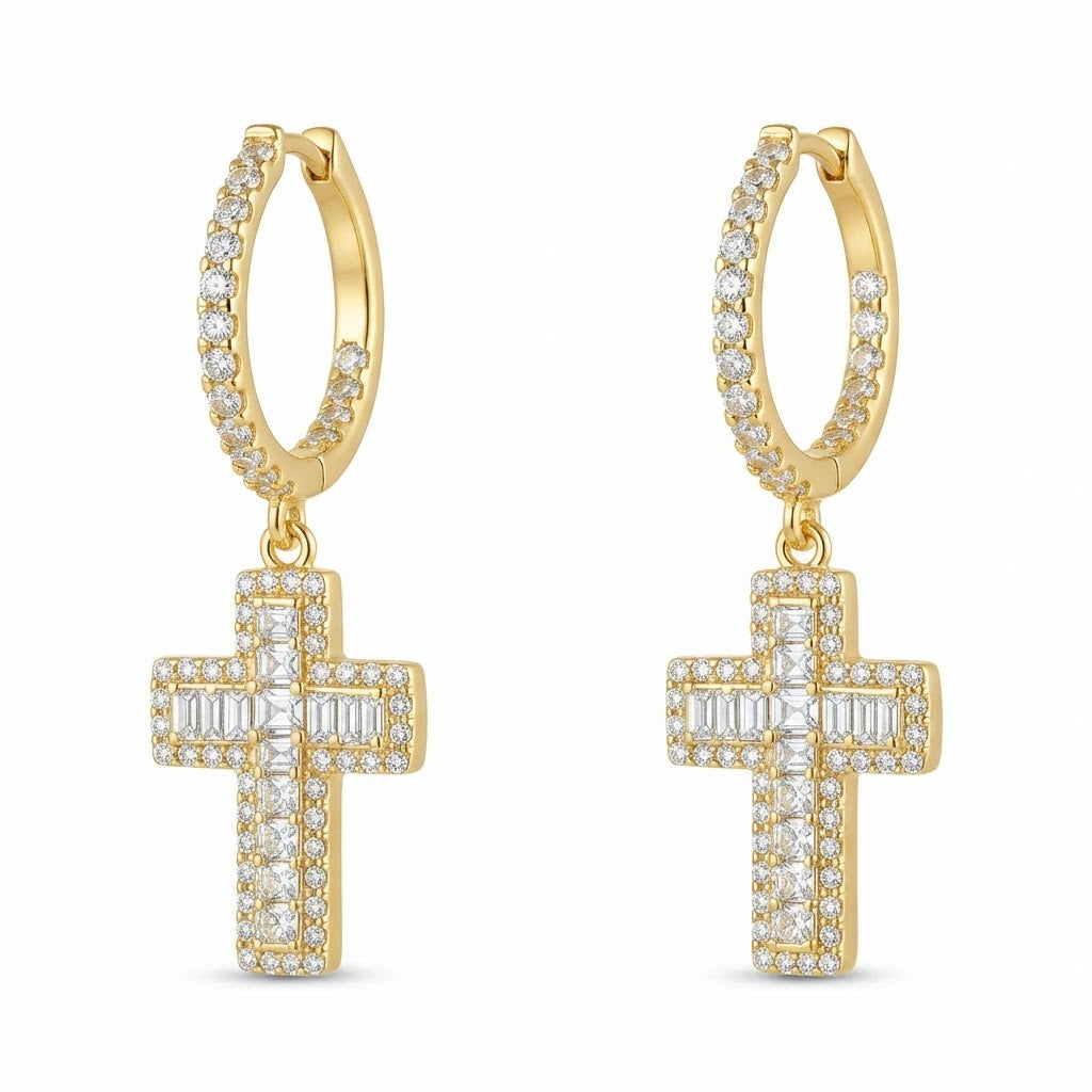 Religious Moissanite Diamond Drop Dangle Hip Hop Style Earring
