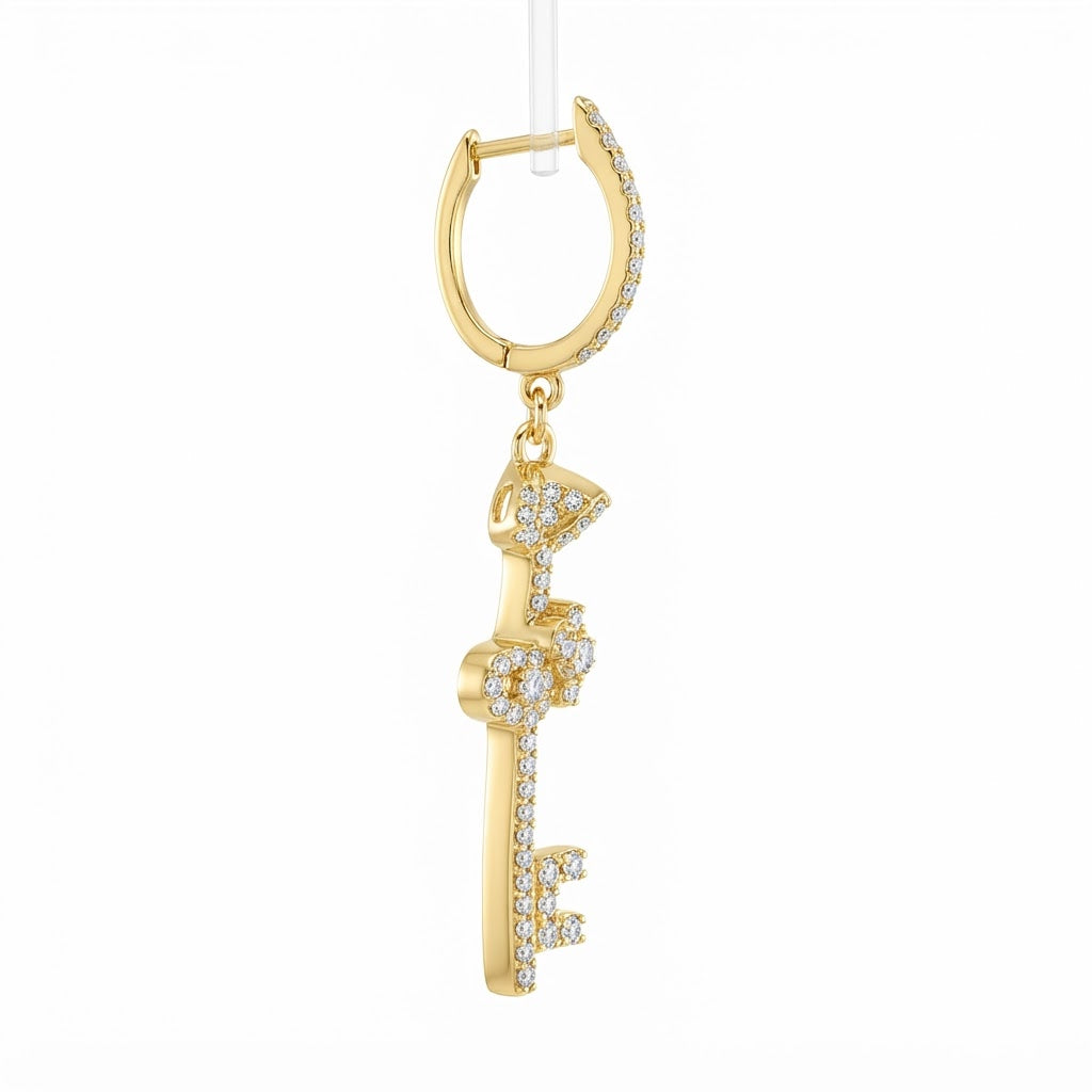 Knife Shape Fully Iced Out Moissanite Hip Hop Style Earring