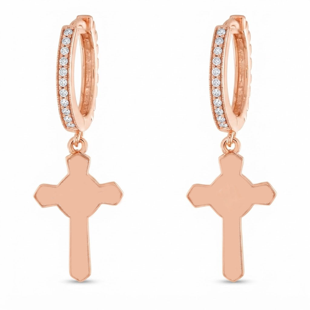 Iced Wrapped Cross Diamond Earrings