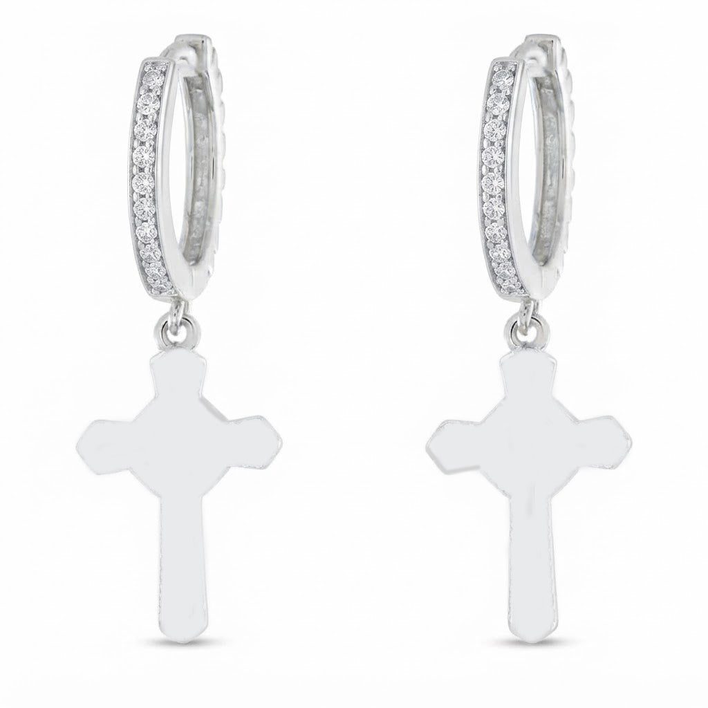 Iced Wrapped Cross Diamond Earrings