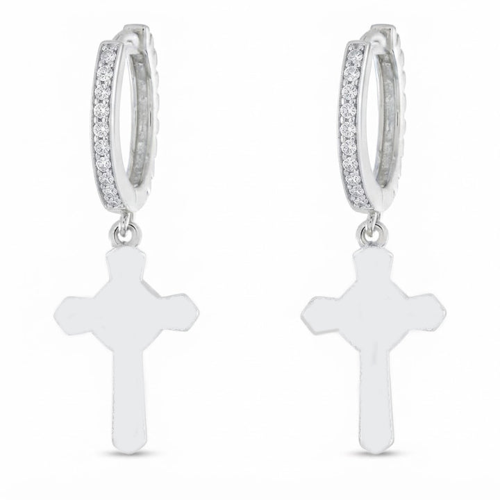 Iced Wrapped Cross Diamond Earrings