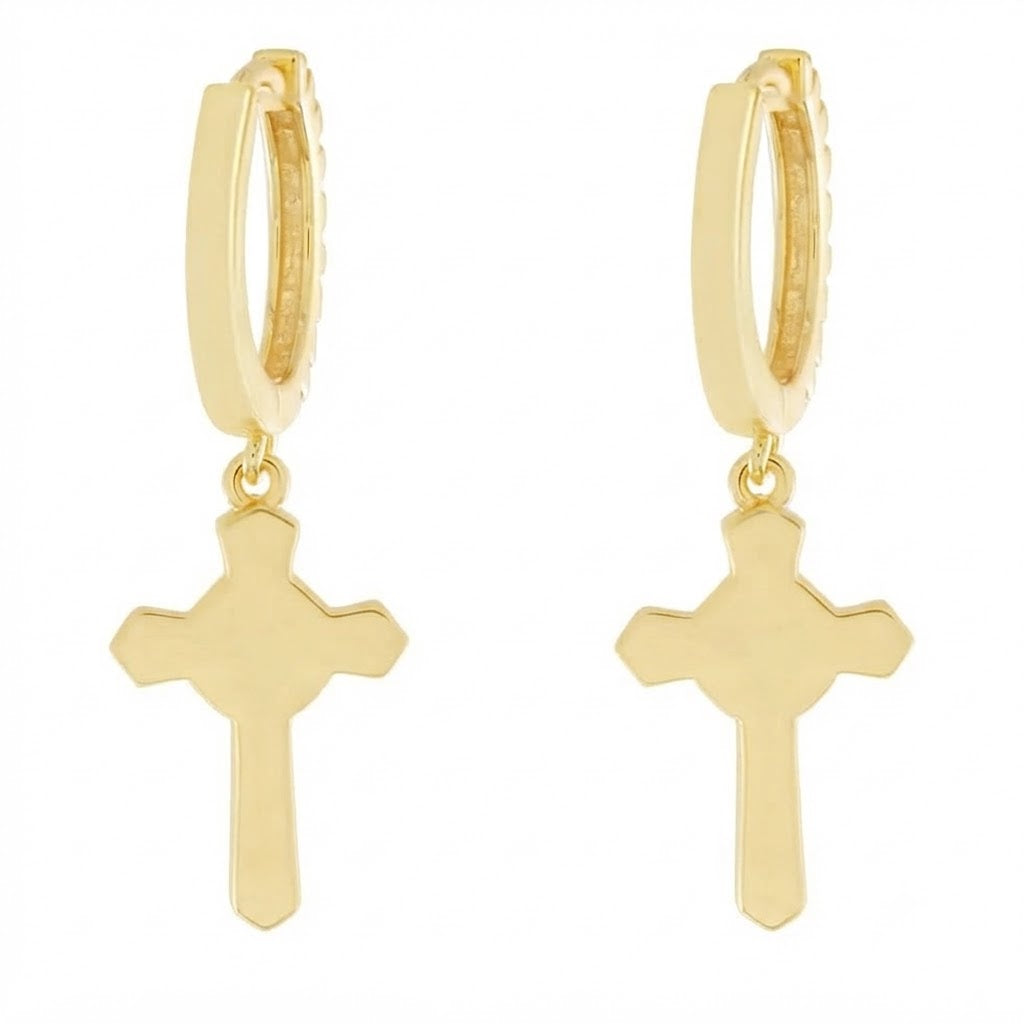Iced Wrapped Cross Diamond Earrings