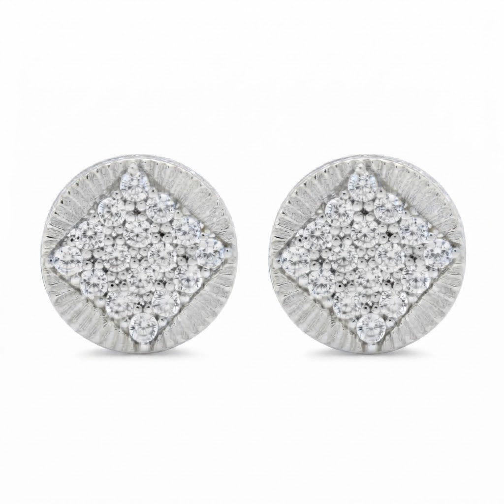 Two Tone Round Moissanite Diamond Stud Earrings