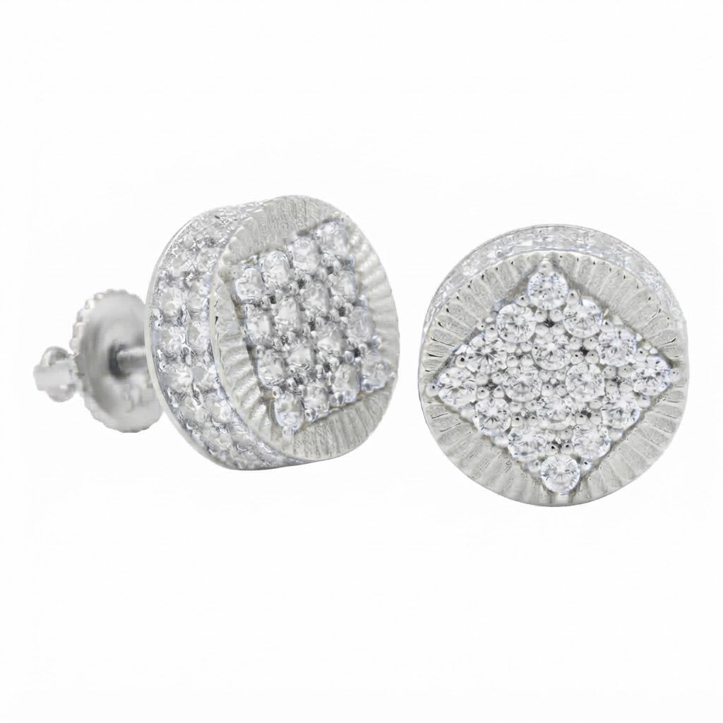Two Tone Round Moissanite Diamond Stud Earrings