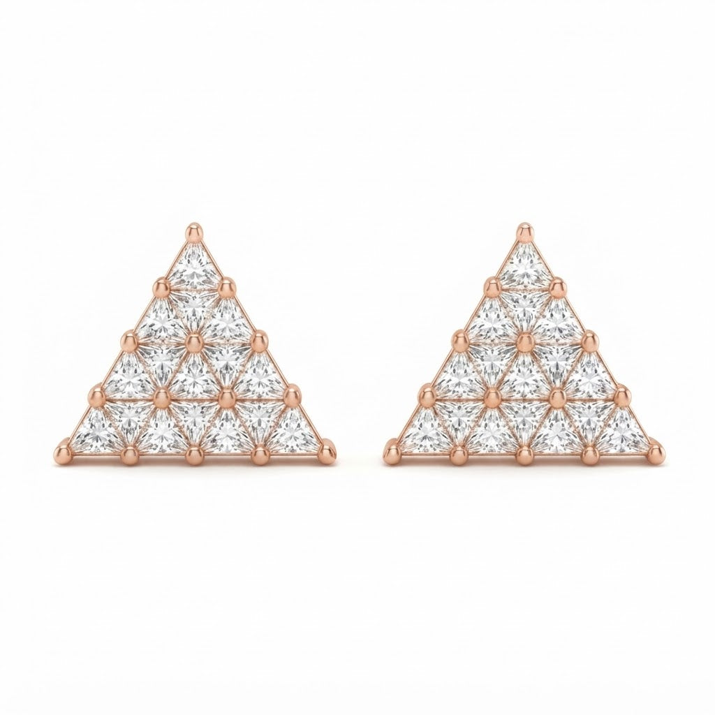 Triangle Shape Moissanite Diamond Trinus Stud Earrings