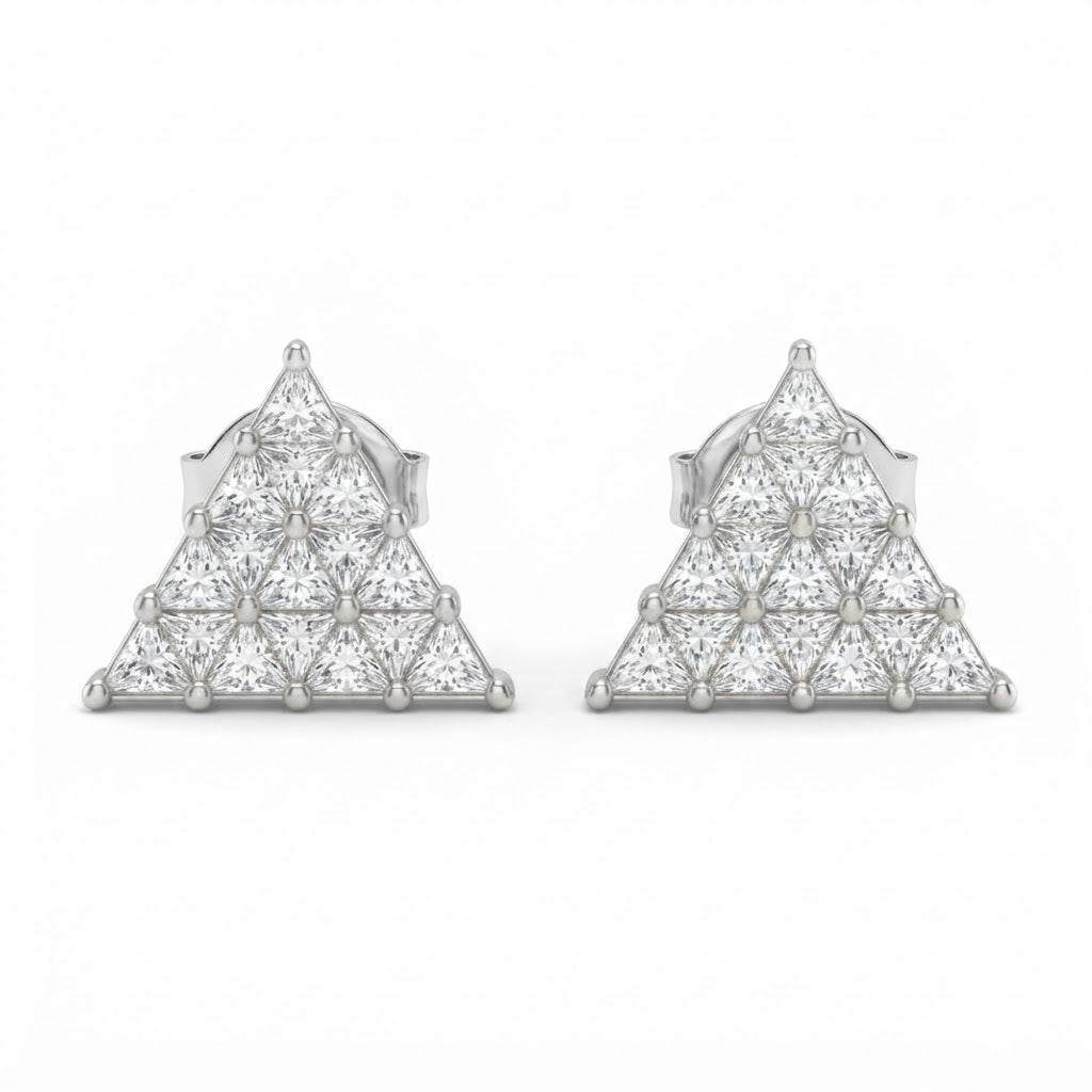Triangle Shape Moissanite Diamond Trinus Stud Earrings