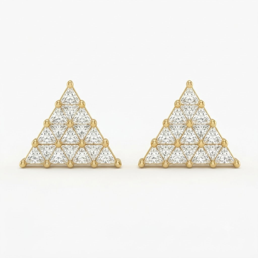 Triangle Shape Moissanite Diamond Trinus Stud Earrings