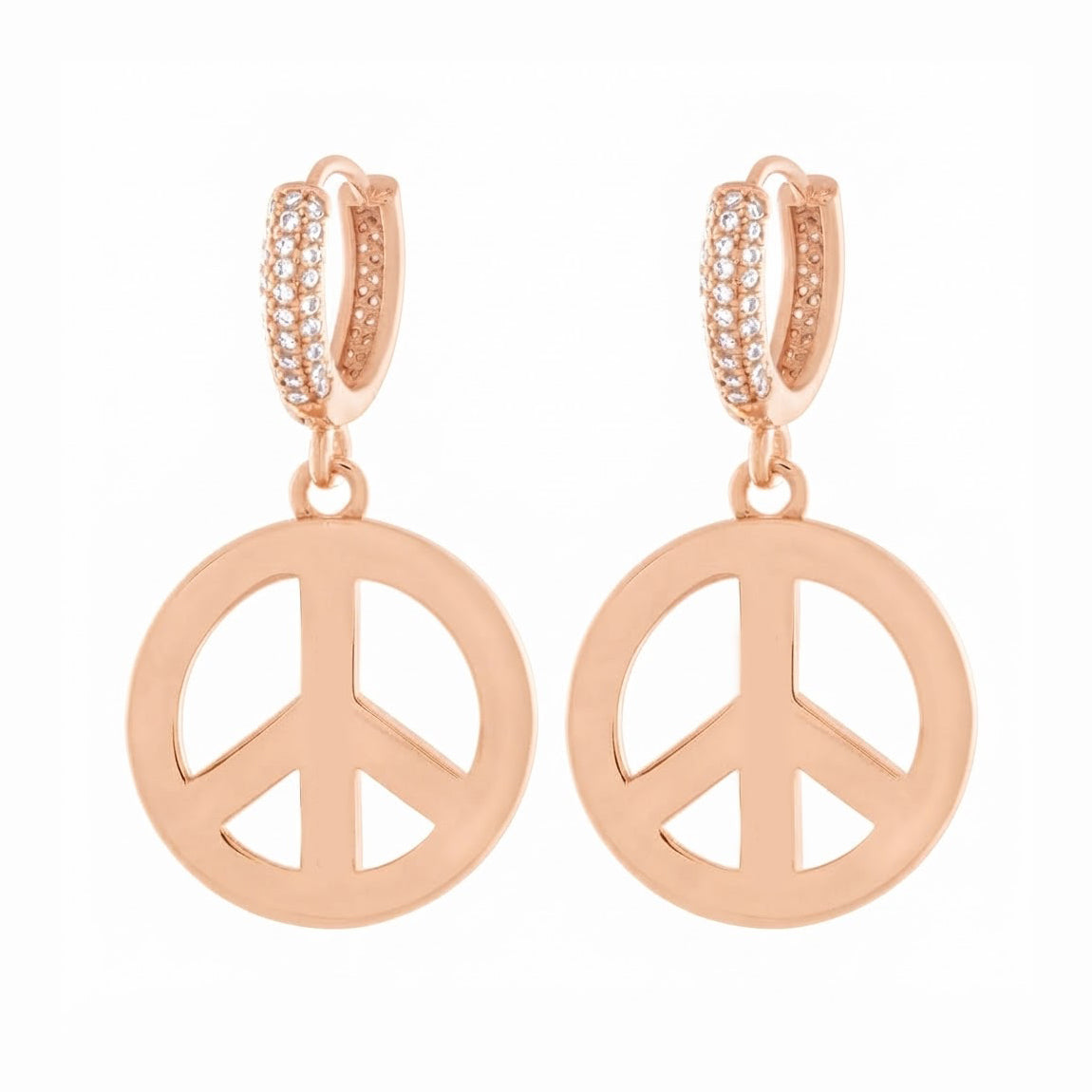 Peace and Love Moissanite Diamond Hoop Earrings