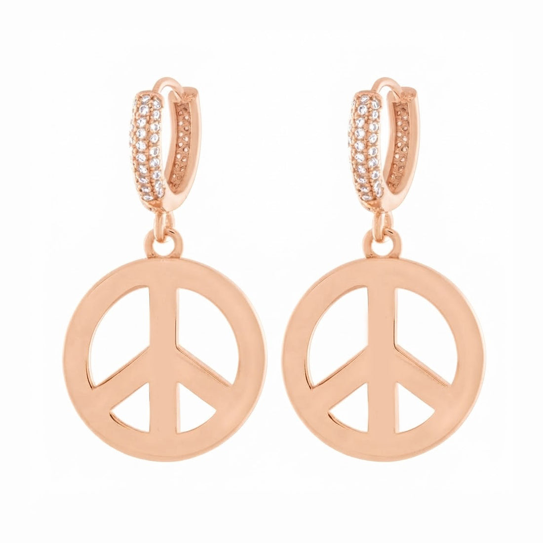 Peace and Love Moissanite Diamond Hoop Earrings
