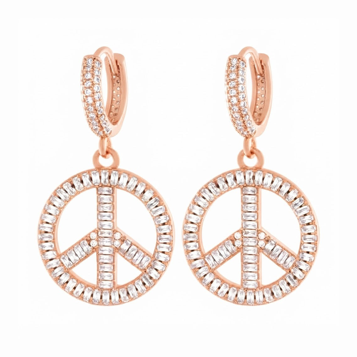Peace and Love Moissanite Diamond Hoop Earrings