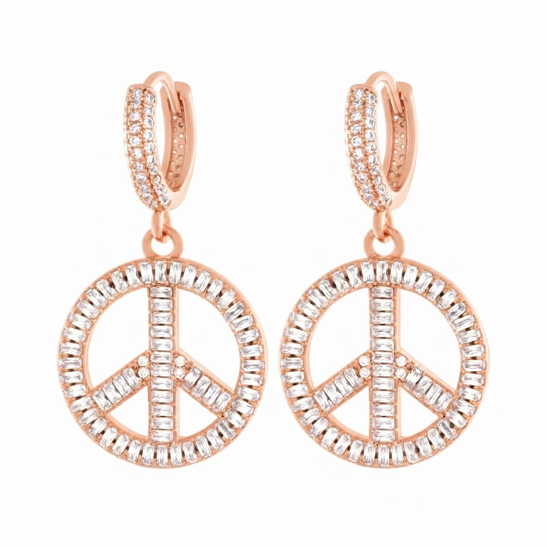 Peace and Love Moissanite Diamond Hoop Earrings