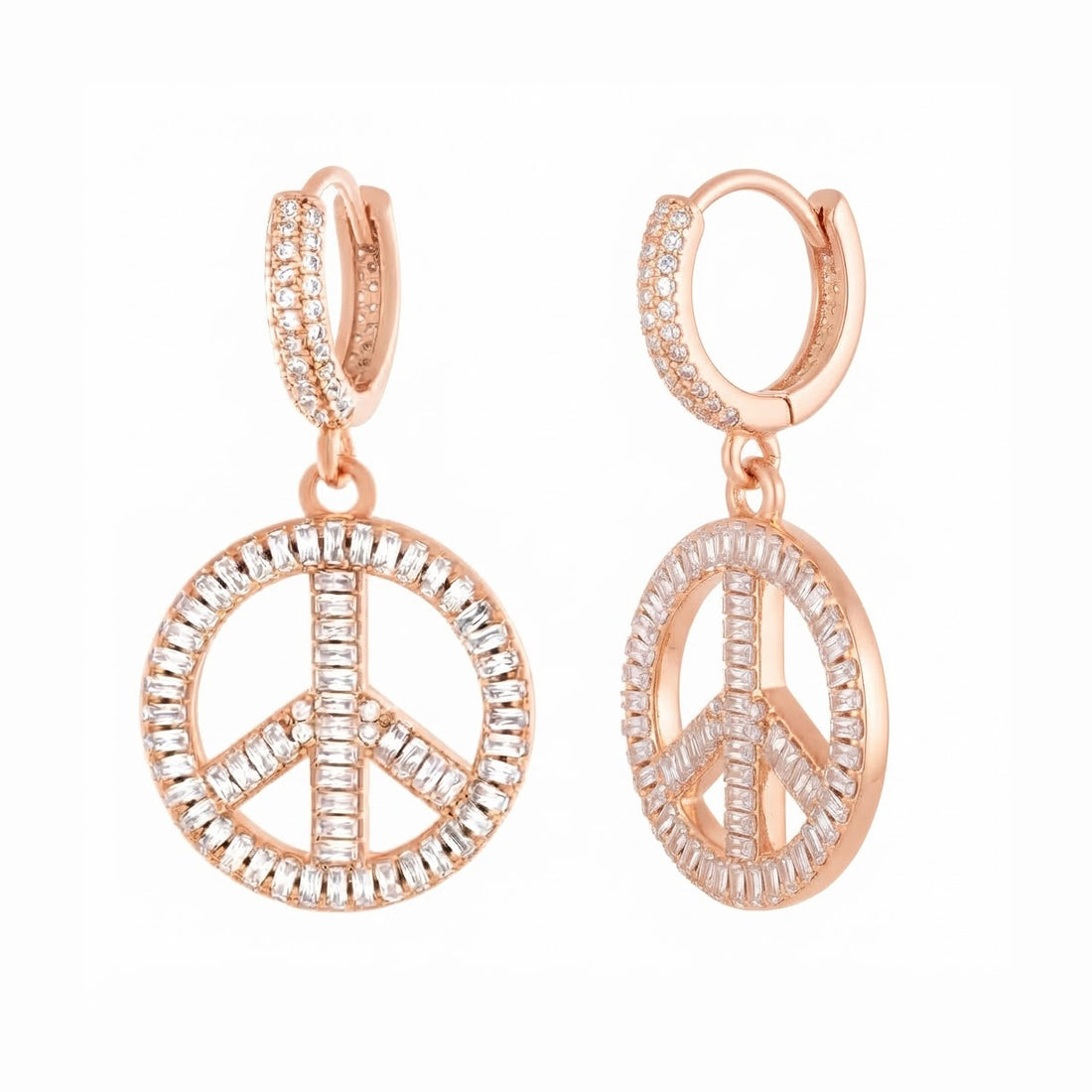 Peace and Love Moissanite Diamond Hoop Earrings