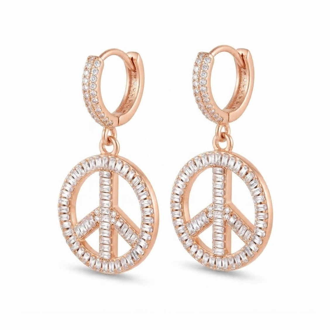 Peace and Love Moissanite Diamond Hoop Earrings