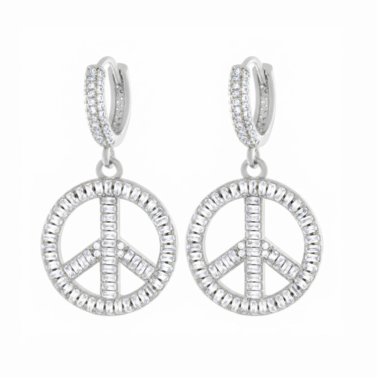 Peace and Love Moissanite Diamond Hoop Earrings