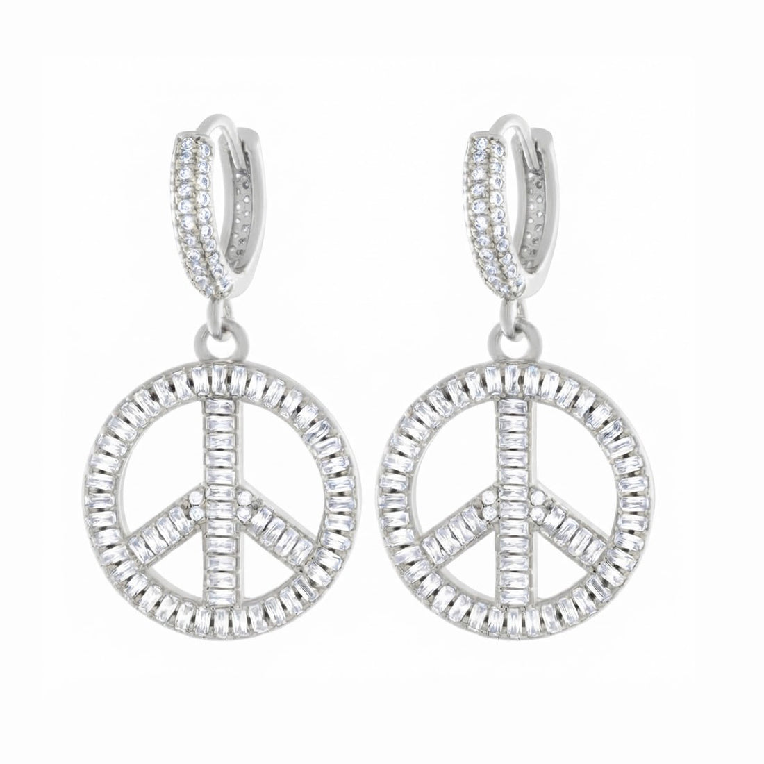Peace and Love Moissanite Diamond Hoop Earrings