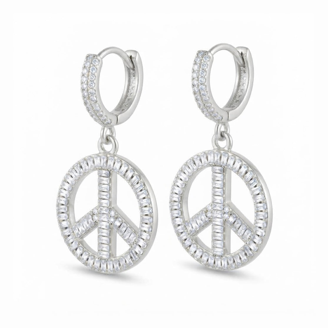 Peace and Love Moissanite Diamond Hoop Earrings
