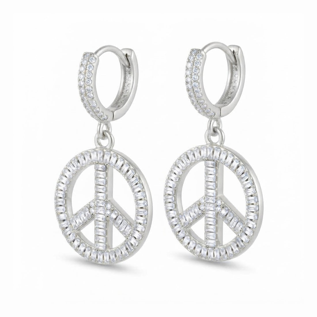 Peace and Love Moissanite Diamond Hoop Earrings